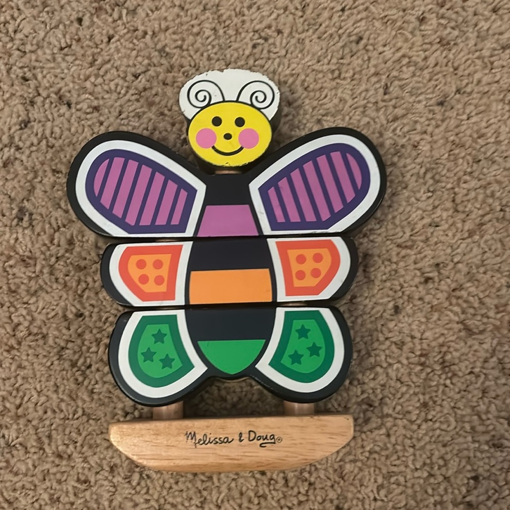 Butterfly wooden block toy